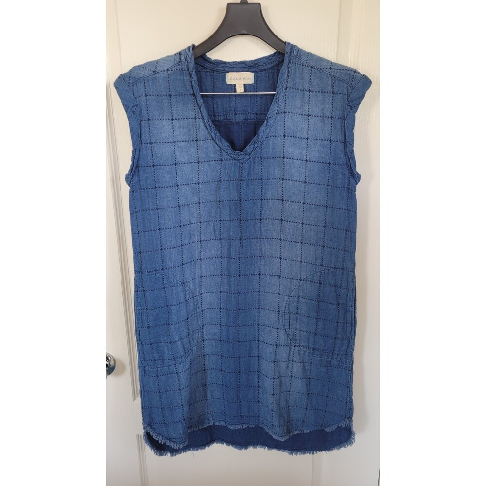 Anthropologie Cloth & Stone Cotton Casual Blue Ombre Dress